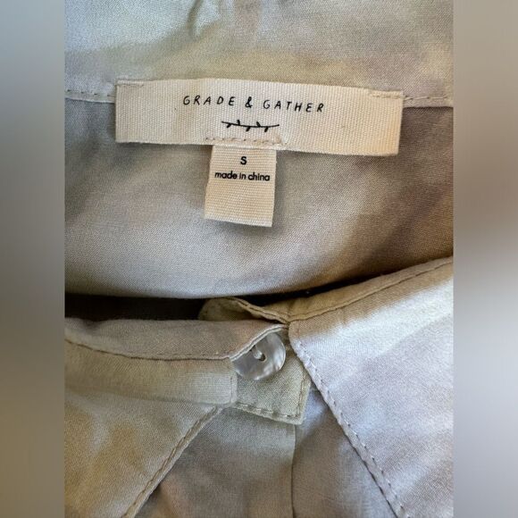 Grade and Gather Pale Yellow Grey Tie Dye Button Down Top Size Small - Picture 8 of 11